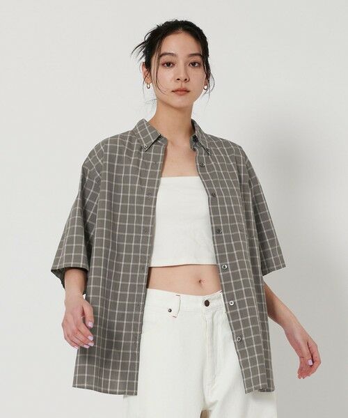 BEAUTY & YOUTH UNITED ARROWS/ビューティー&ユース ユナイテッドアローズ コットンチェック ショートスリーブ シャツ DK. GRAY FREE BEAUTY & YOUTH UNITED ARROWS/ビューティー&ユース ユナイテッドアローズ コットンチェック ショートスリーブ シャツ DK. GRAY FREE