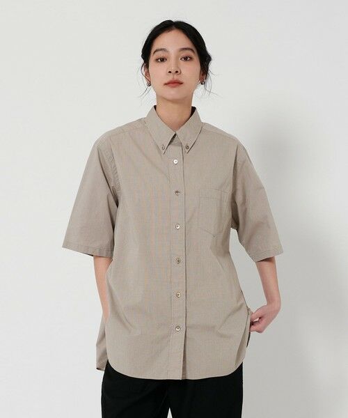 BEAUTY & YOUTH UNITED ARROWS/ビューティー&ユース ユナイテッドアローズ コットンチェック ショートスリーブ シャツ BEIGE FREE BEAUTY & YOUTH UNITED ARROWS/ビューティー&ユース ユナイテッドアローズ コットンチェック ショートスリーブ シャツ BEIGE FREE