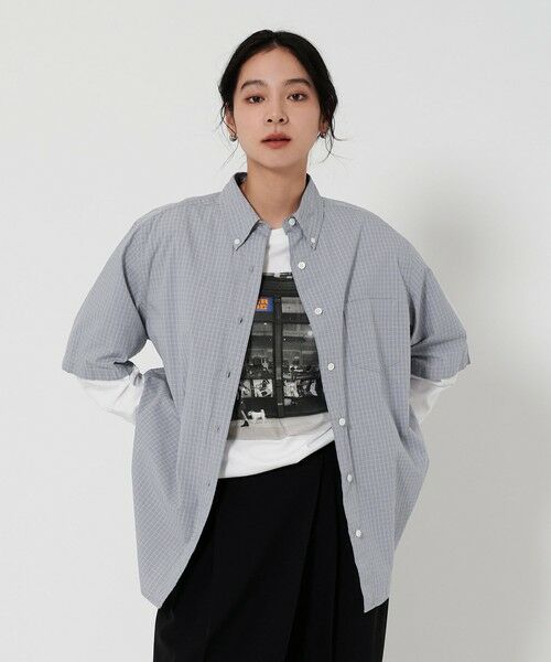 BEAUTY & YOUTH UNITED ARROWS/ビューティー&ユース ユナイテッドアローズ コットンチェック ショートスリーブ シャツ LT. BLUE FREE BEAUTY & YOUTH UNITED ARROWS/ビューティー&ユース ユナイテッドアローズ コットンチェック ショートスリーブ シャツ LT. BLUE FREE