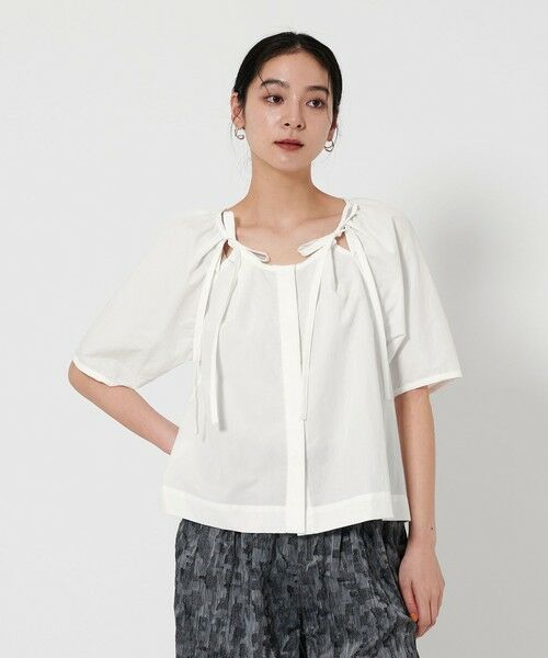 BEAUTY & YOUTH UNITED ARROWS/ビューティー&ユース ユナイテッドアローズ リボン ギャザー ブラウス WHITE FREE BEAUTY & YOUTH UNITED ARROWS/ビューティー&ユース ユナイテッドアローズ リボン ギャザー ブラウス WHITE FREE