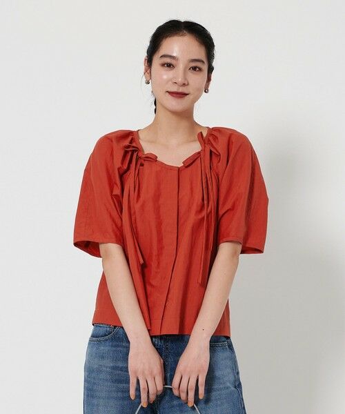BEAUTY & YOUTH UNITED ARROWS/ビューティー&ユース ユナイテッドアローズ リボン ギャザー ブラウス ORANGE FREE BEAUTY & YOUTH UNITED ARROWS/ビューティー&ユース ユナイテッドアローズ リボン ギャザー ブラウス ORANGE FREE