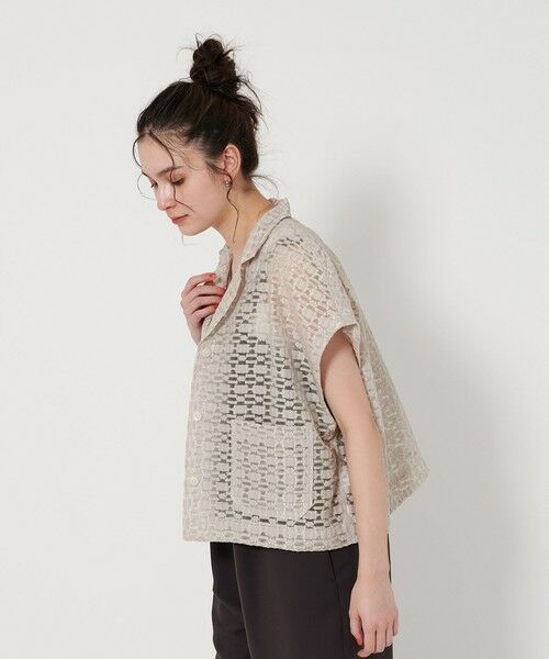 BEAUTY & YOUTH UNITED ARROWS/ビューティー&ユース ユナイテッドアローズ シアージャガード ショートスリーブ ブラウス LT. GRAY FREE BEAUTY & YOUTH UNITED ARROWS/ビューティー&ユース ユナイテッドアローズ シアージャガード ショートスリーブ ブラウス LT. GRAY FREE