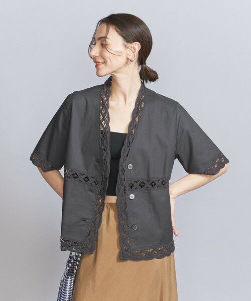 BEAUTY & YOUTH UNITED ARROWS/ビューティー&ユース ユナイテッドアローズ バテンレース ショートスリーブシャツ DK. GRAY FREE BEAUTY & YOUTH UNITED ARROWS/ビューティー&ユース ユナイテッドアローズ バテンレース ショートスリーブシャツ DK. GRAY FREE