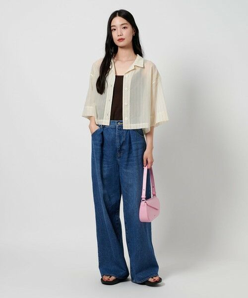 ポリエステルコットン シアーストライプ シャツ -ウォッシャブル