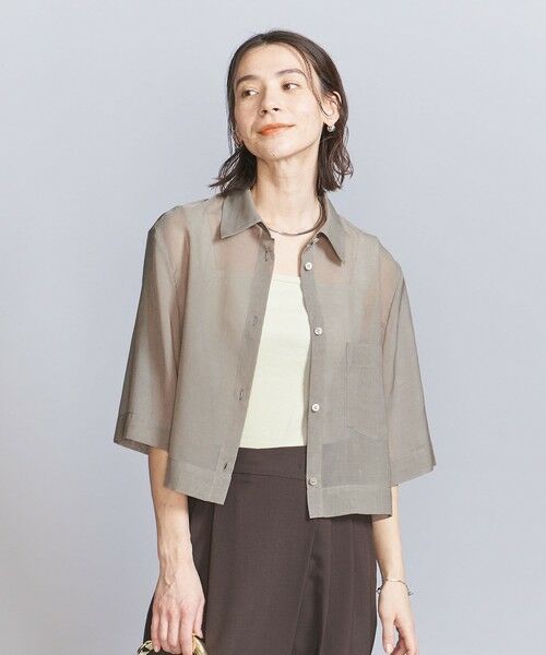 BEAUTY & YOUTH UNITED ARROWS/ビューティー&ユース ユナイテッドアローズ ポリエステル オーガンジー シャツ -ウォッシャブル- BEIGE FREE BEAUTY & YOUTH UNITED ARROWS/ビューティー&ユース ユナイテッドアローズ ポリエステル オーガンジー シャツ -ウォッシャブル- BEIGE FREE