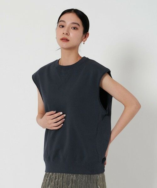 BEAUTY & YOUTH UNITED ARROWS/ビューティー&ユース ユナイテッドアローズ コットン裏毛スウェット ノースリーブトップ NAVY FREE BEAUTY & YOUTH UNITED ARROWS/ビューティー&ユース ユナイテッドアローズ コットン裏毛スウェット ノースリーブトップ NAVY FREE