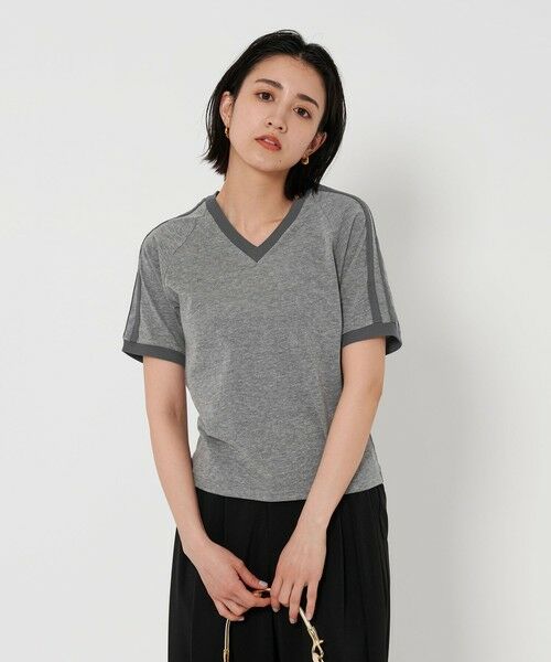 BEAUTY & YOUTH UNITED ARROWS/ビューティー&ユース ユナイテッドアローズ Vネック ラインスリーブ Tシャツ DK. GRAY FREE BEAUTY & YOUTH UNITED ARROWS/ビューティー&ユース ユナイテッドアローズ Vネック ラインスリーブ Tシャツ DK. GRAY FREE