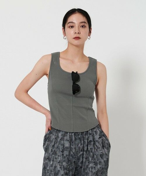 BEAUTY & YOUTH UNITED ARROWS/ビューティー&ユース ユナイテッドアローズ コットン フロントラウンド ブラタンクトップ MD. GRAY FREE BEAUTY & YOUTH UNITED ARROWS/ビューティー&ユース ユナイテッドアローズ コットン フロントラウンド ブラタンクトップ MD. GRAY FREE