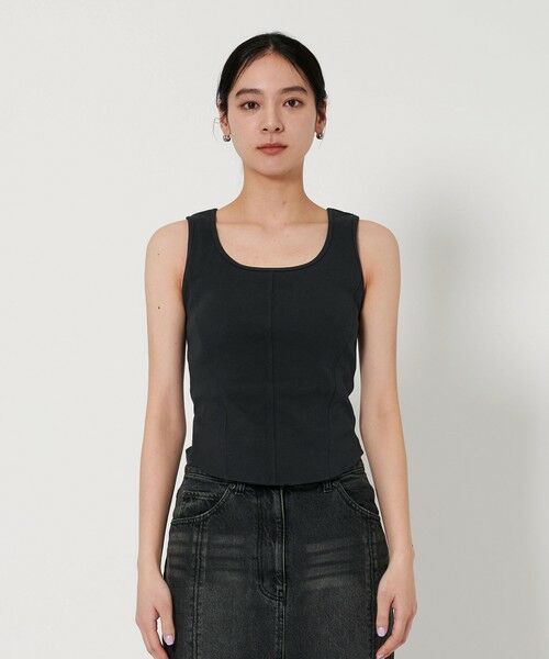 H BEAUTY&YOUTH バックオープン　ボディスーツ タンクトップ　黒 H BEAUTY&YOUTH バックオープン ボディスーツ タンクトップ 黒