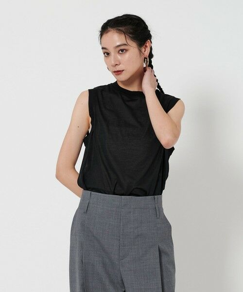 BEAUTY & YOUTH UNITED ARROWS/ビューティー&ユース ユナイテッドアローズ コットンナイロン クルーネック ノースリーブ Tシャツ BLACK FREE BEAUTY & YOUTH UNITED ARROWS/ビューティー&ユース ユナイテッドアローズ コットンナイロン クルーネック ノースリーブ Tシャツ BLACK FREE