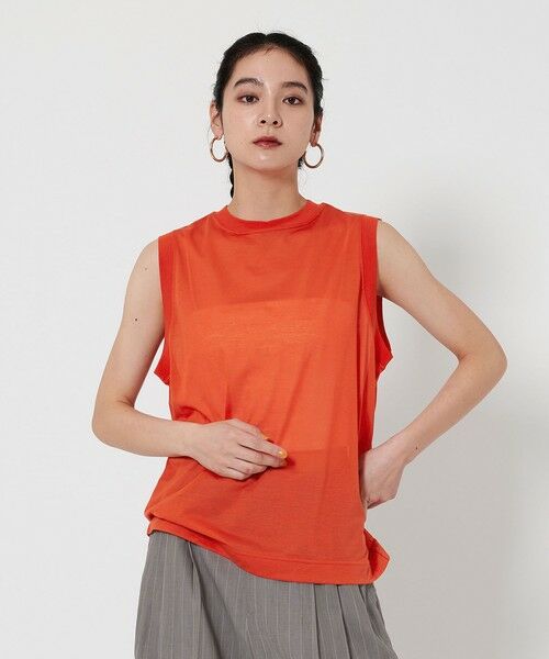 BEAUTY & YOUTH UNITED ARROWS/ビューティー&ユース ユナイテッドアローズ コットンナイロン クルーネック ノースリーブ Tシャツ ORANGE FREE BEAUTY & YOUTH UNITED ARROWS/ビューティー&ユース ユナイテッドアローズ コットンナイロン クルーネック ノースリーブ Tシャツ ORANGE FREE