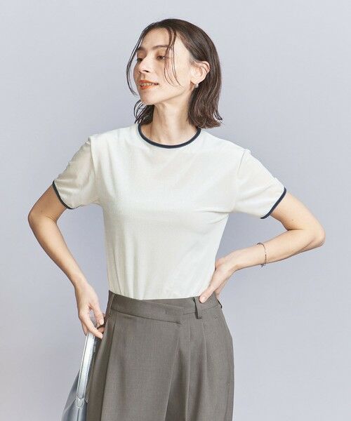 BEAUTY & YOUTH UNITED ARROWS/ビューティー&ユース ユナイテッドアローズ シアーベロア リンガー Tシャツ OFF WHITE FREE BEAUTY & YOUTH UNITED ARROWS/ビューティー&ユース ユナイテッドアローズ シアーベロア リンガー Tシャツ OFF WHITE FREE