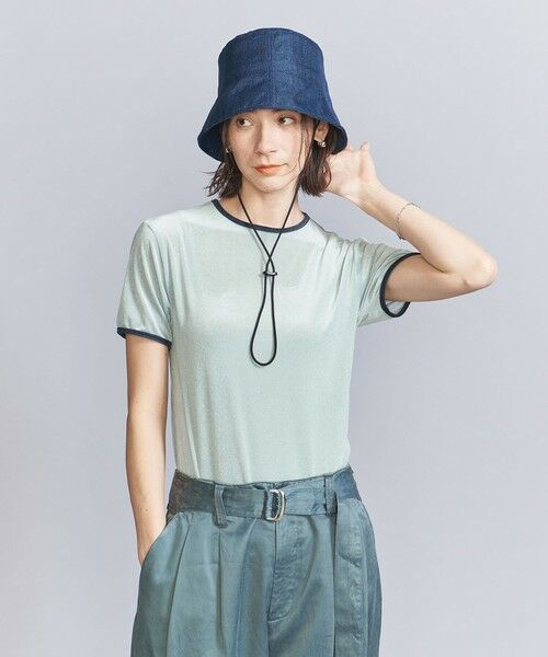 BEAUTY & YOUTH UNITED ARROWS/ビューティー&ユース ユナイテッドアローズ シアーベロア リンガー Tシャツ LIME FREE BEAUTY & YOUTH UNITED ARROWS/ビューティー&ユース ユナイテッドアローズ シアーベロア リンガー Tシャツ LIME FREE