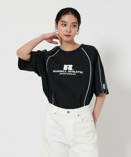 BEAUTY & YOUTH UNITED ARROWS/ビューティー&ユース ユナイテッドアローズ 【別注】<RUSSELL ATHLETIC>ライン ショートスリーブ Tシャツ BLACK FREE BEAUTY & YOUTH UNITED ARROWS/ビューティー&ユース ユナイテッドアローズ 【別注】<RUSSELL ATHLETIC>ライン ショートスリーブ Tシャツ BLACK FREE