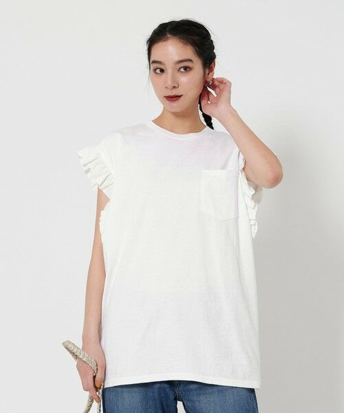 BEAUTY & YOUTH UNITED ARROWS/ビューティー&ユース ユナイテッドアローズ <dahl'ia>フリルスリーブ Tシャツ WHITE FREE BEAUTY & YOUTH UNITED ARROWS/ビューティー&ユース ユナイテッドアローズ <dahl'ia>フリルスリーブ Tシャツ WHITE FREE