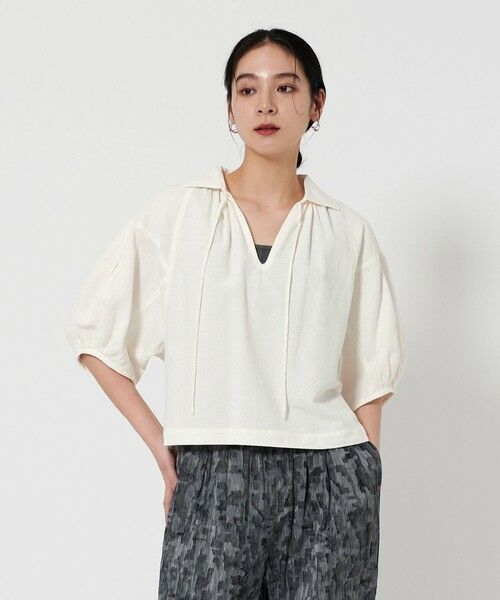 BEAUTY & YOUTH UNITED ARROWS/ビューティー&ユース ユナイテッドアローズ コットンリネン スキッパー ブラウス WHITE FREE BEAUTY & YOUTH UNITED ARROWS/ビューティー&ユース ユナイテッドアローズ コットンリネン スキッパー ブラウス WHITE FREE