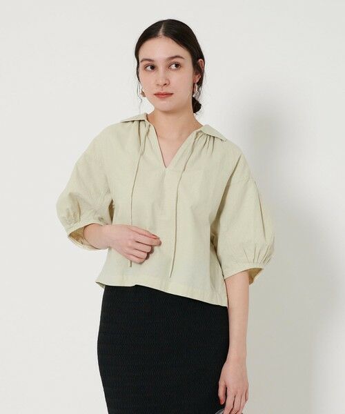 BEAUTY & YOUTH UNITED ARROWS/ビューティー&ユース ユナイテッドアローズ コットンリネン スキッパー ブラウス LIME FREE BEAUTY & YOUTH UNITED ARROWS/ビューティー&ユース ユナイテッドアローズ コットンリネン スキッパー ブラウス LIME FREE