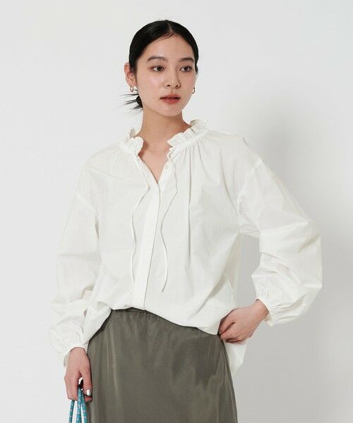 BEAUTY & YOUTH UNITED ARROWS/ビューティー&ユース ユナイテッドアローズ コットン タックギャザー ブラウス WHITE FREE BEAUTY & YOUTH UNITED ARROWS/ビューティー&ユース ユナイテッドアローズ コットン タックギャザー ブラウス WHITE FREE