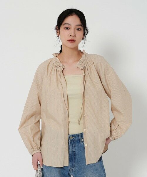 BEAUTY & YOUTH UNITED ARROWS/ビューティー&ユース ユナイテッドアローズ コットン タックギャザー ブラウス BEIGE FREE BEAUTY & YOUTH UNITED ARROWS/ビューティー&ユース ユナイテッドアローズ コットン タックギャザー ブラウス BEIGE FREE