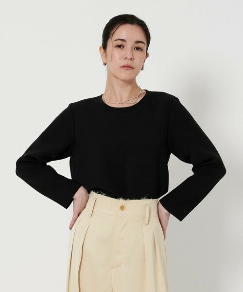 BEAUTY & YOUTH UNITED ARROWS/ビューティー&ユース ユナイテッドアローズ ダブルクロス クルーネック ブラウス NAVY FREE BEAUTY & YOUTH UNITED ARROWS/ビューティー&ユース ユナイテッドアローズ ダブルクロス クルーネック ブラウス NAVY FREE