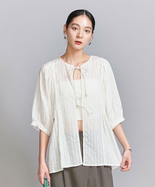 BEAUTY & YOUTH UNITED ARROWS/ビューティー&ユース ユナイテッドアローズ 【WEB限定】コットンドビー リボンブラウス -2WAY/ウォッシャブル- WHITE FREE BEAUTY & YOUTH UNITED ARROWS/ビューティー&ユース ユナイテッドアローズ 【WEB限定】コットンドビー リボンブラウス -2WAY/ウォッシャブル- WHITE FREE