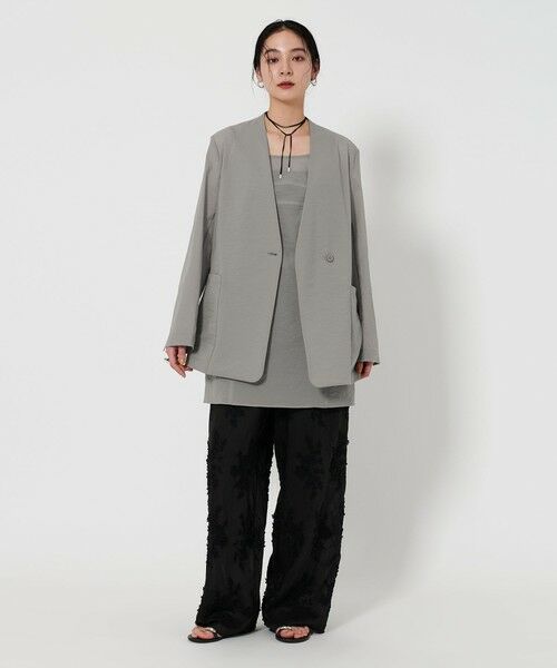 BEAUTY&YOUTH UNITED ARROWS - 【NAVY】麻 ノーカラー