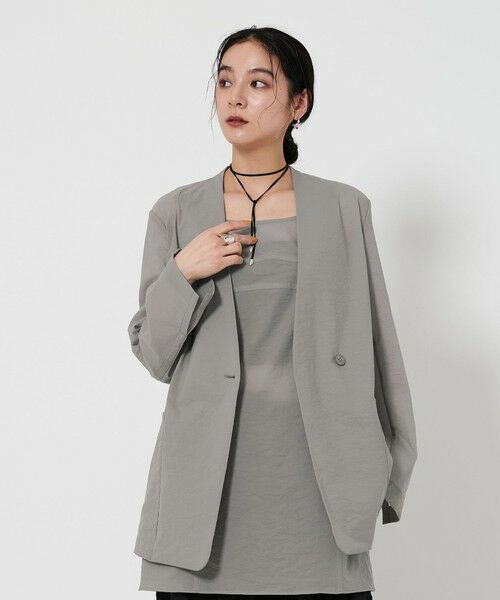 BEAUTY & YOUTH UNITED ARROWS/ビューティー&ユース ユナイテッドアローズ シアー ノーカラー ジャケット MD. GRAY M BEAUTY & YOUTH UNITED ARROWS/ビューティー&ユース ユナイテッドアローズ シアー ノーカラー ジャケット MD. GRAY M