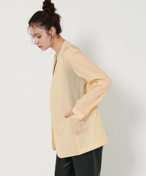 BEAUTY & YOUTH UNITED ARROWS/ビューティー&ユース ユナイテッドアローズ シアー ノーカラー ジャケット NATURAL S BEAUTY & YOUTH UNITED ARROWS/ビューティー&ユース ユナイテッドアローズ シアー ノーカラー ジャケット NATURAL S