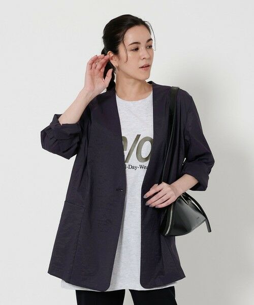 BEAUTY & YOUTH UNITED ARROWS/ビューティー&ユース ユナイテッドアローズ シアー ノーカラー ジャケット NAVY M BEAUTY & YOUTH UNITED ARROWS/ビューティー&ユース ユナイテッドアローズ シアー ノーカラー ジャケット NAVY M