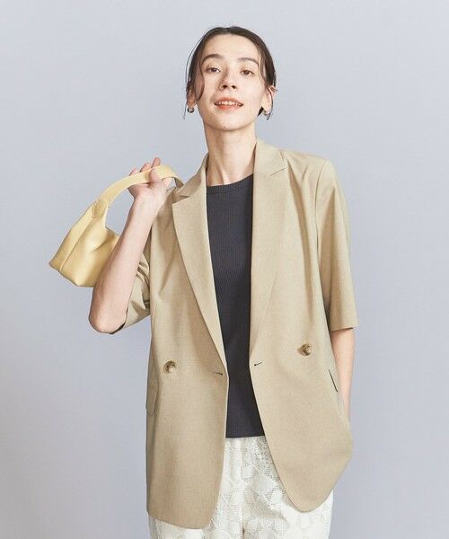 BEAUTY & YOUTH UNITED ARROWS/ビューティー&ユース ユナイテッドアローズ ハーフスリーブ ジャケット BEIGE M BEAUTY & YOUTH UNITED ARROWS/ビューティー&ユース ユナイテッドアローズ ハーフスリーブ ジャケット BEIGE M
