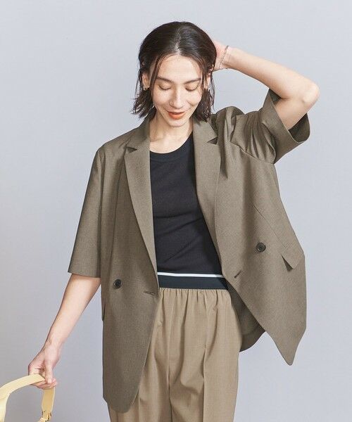 極美品 ビューティーアンドユース ハーフスリーブジャケット 洗える 25SS BEAUTY&YOUTH UNITED ARROWS ハーフスリーブ ジャケット