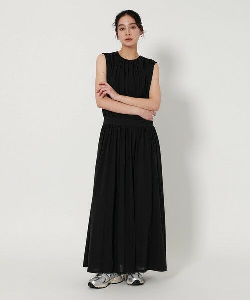 BEAUTY & YOUTH UNITED ARROWS/ビューティー&ユース ユナイテッドアローズ コットンナイロン ギャザーフレア マキシワンピース BLACK S BEAUTY & YOUTH UNITED ARROWS/ビューティー&ユース ユナイテッドアローズ コットンナイロン ギャザーフレア マキシワンピース BLACK S