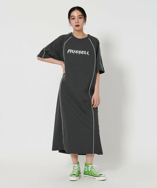 BEAUTY & YOUTH UNITED ARROWS/ビューティー&ユース ユナイテッドアローズ 【別注】<RUSSELL ATHLETIC>ライン ショートスリーブ ワンピース DK. GRAY FREE BEAUTY & YOUTH UNITED ARROWS/ビューティー&ユース ユナイテッドアローズ 【別注】<RUSSELL ATHLETIC>ライン ショートスリーブ ワンピース DK. GRAY FREE
