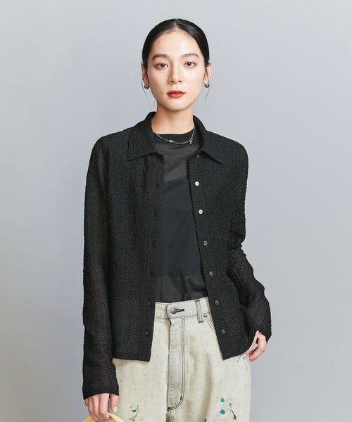 BEAUTY & YOUTH UNITED ARROWS/ビューティー&ユース ユナイテッドアローズ ラッセルレース レギュラーカラー シャツ BLACK FREE BEAUTY & YOUTH UNITED ARROWS/ビューティー&ユース ユナイテッドアローズ ラッセルレース レギュラーカラー シャツ BLACK FREE