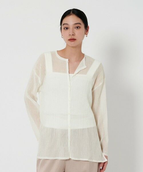 BEAUTY & YOUTH UNITED ARROWS/ビューティー&ユース ユナイテッドアローズ クレープ クルーネックカーディガン OFF WHITE FREE BEAUTY & YOUTH UNITED ARROWS/ビューティー&ユース ユナイテッドアローズ クレープ クルーネックカーディガン OFF WHITE FREE