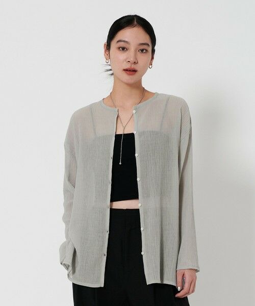 BEAUTY & YOUTH UNITED ARROWS/ビューティー&ユース ユナイテッドアローズ クレープ クルーネックカーディガン LT. GRAY FREE BEAUTY & YOUTH UNITED ARROWS/ビューティー&ユース ユナイテッドアローズ クレープ クルーネックカーディガン LT. GRAY FREE