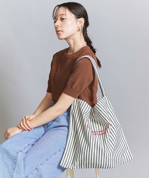 別注】＜beej＞ストライプ エンブロイダリー ショルダーバッグ