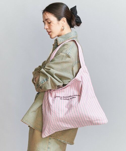 【お気にいる】 別注】＜beej＞ストライプ エンブロイダリー ショルダーバッグ バッグ