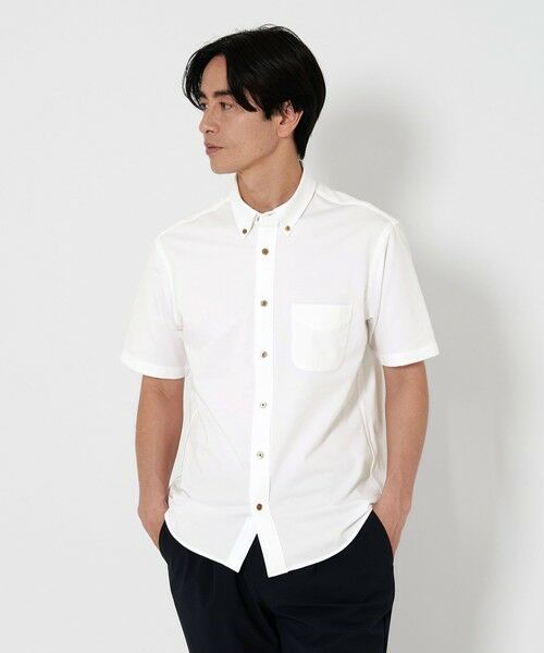 BEAUTY & YOUTH UNITED ARROWS/ビューティー&ユース ユナイテッドアローズ クイック シャンブレー ボタンダウン 半袖シャツ ‐ストレッチ 吸水速乾 ‐ WHITE S BEAUTY & YOUTH UNITED ARROWS/ビューティー&ユース ユナイテッドアローズ クイック シャンブレー ボタンダウン 半袖シャツ ‐ストレッチ 吸水速乾 ‐ WHITE S