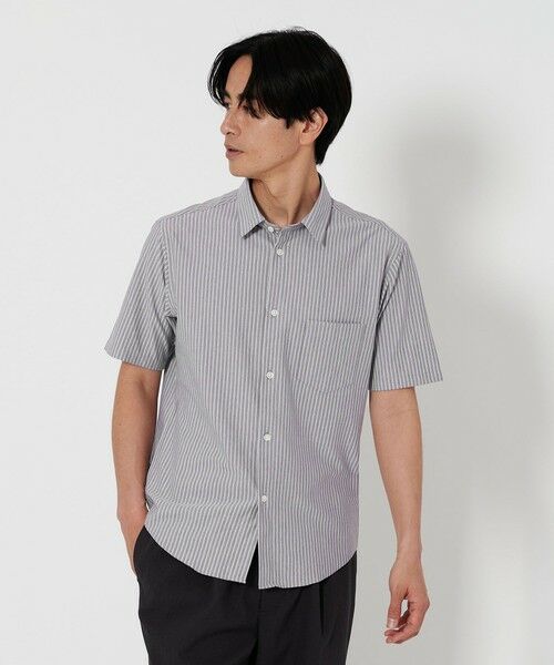 BEAUTY & YOUTH UNITED ARROWS/ビューティー&ユース ユナイテッドアローズ クイック ストレッチ ストライプ レギュラー 半袖シャツ ‐伸縮‐ DK. GRAY XL BEAUTY & YOUTH UNITED ARROWS/ビューティー&ユース ユナイテッドアローズ クイック ストレッチ ストライプ レギュラー 半袖シャツ ‐伸縮‐ DK. GRAY XL