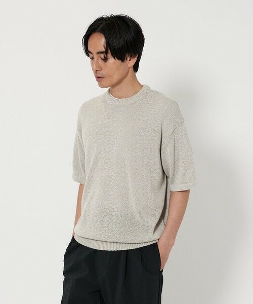 BEAUTY & YOUTH UNITED ARROWS/ビューティー&ユース ユナイテッドアローズ ペーパーヤーン クルーネック ショートスリーブ ニット LT. GRAY L BEAUTY & YOUTH UNITED ARROWS/ビューティー&ユース ユナイテッドアローズ ペーパーヤーン クルーネック ショートスリーブ ニット LT. GRAY L