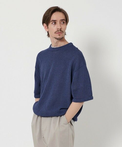 BEAUTY & YOUTH UNITED ARROWS/ビューティー&ユース ユナイテッドアローズ ペーパーヤーン クルーネック ショートスリーブ ニット ROYAL M BEAUTY & YOUTH UNITED ARROWS/ビューティー&ユース ユナイテッドアローズ ペーパーヤーン クルーネック ショートスリーブ ニット ROYAL M