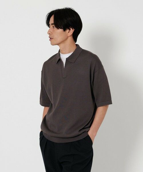 BEAUTY & YOUTH UNITED ARROWS/ビューティー&ユース ユナイテッドアローズ シャイン ギマ ポロ スキッパー ニット DK. GRAY M BEAUTY & YOUTH UNITED ARROWS/ビューティー&ユース ユナイテッドアローズ シャイン ギマ ポロ スキッパー ニット DK. GRAY M
