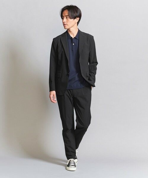 【美品】 UNITED ARROWS ノーカラー セットアップ　ネイビー　38 バイカラーノーカラージャケットセットアップ（裏地ストライプ）