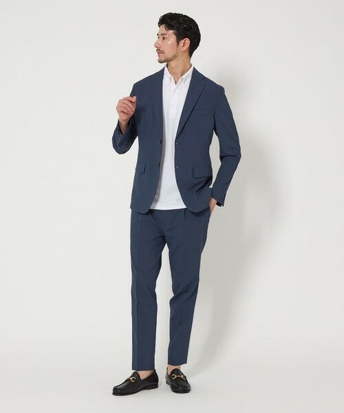 ユナイテッドアローズ★ノーカラージャケット＆パンツ★セットアップ★くすみブルー セール】 【WEB限定 WARDROBE SMART】グリッドメッシュ