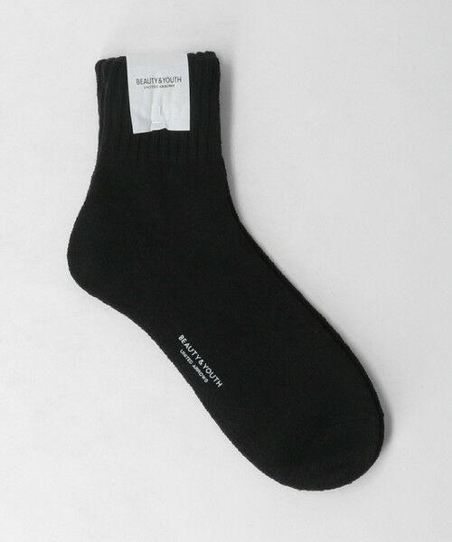 BEAUTY & YOUTH UNITED ARROWS/ビューティー&ユース ユナイテッドアローズ リブ パイル クウォーター ソックス BLACK FREE BEAUTY & YOUTH UNITED ARROWS/ビューティー&ユース ユナイテッドアローズ リブ パイル クウォーター ソックス BLACK FREE