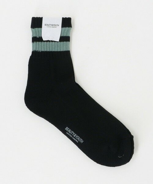 BEAUTY & YOUTH UNITED ARROWS/ビューティー&ユース ユナイテッドアローズ ツーライン ソフト パイル クウォーター ソックス BLACK FREE BEAUTY & YOUTH UNITED ARROWS/ビューティー&ユース ユナイテッドアローズ ツーライン ソフト パイル クウォーター ソックス BLACK FREE
