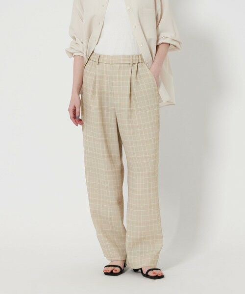 BEAUTY & YOUTH UNITED ARROWS/ビューティー&ユース ユナイテッドアローズ 【WEB限定】グレンチェックプリント ワイドパンツ -ウォッシャブル- BEIGE S BEAUTY & YOUTH UNITED ARROWS/ビューティー&ユース ユナイテッドアローズ 【WEB限定】グレンチェックプリント ワイドパンツ -ウォッシャブル- BEIGE S