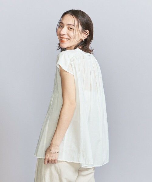 美品♪ハウスオブロータス　24SS リネン　日本製　ブラウス　フレンチスリーブ シフリー刺繍ブラウス（30231013120） | HOUSE OF