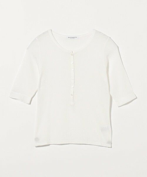 BEAUTY & YOUTH UNITED ARROWS/ビューティー&ユース ユナイテッドアローズ コットンシアーワッフル ヘンリーネック カットソー WHITE FREE BEAUTY & YOUTH UNITED ARROWS/ビューティー&ユース ユナイテッドアローズ コットンシアーワッフル ヘンリーネック カットソー WHITE FREE